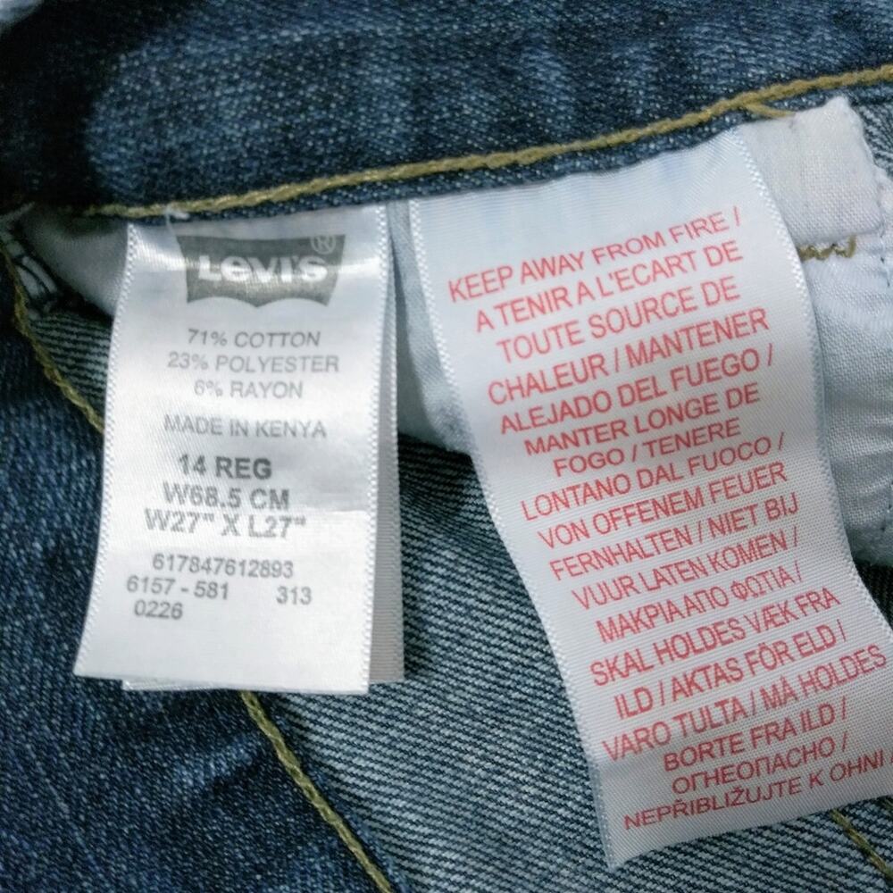 Levis Dark Wash Raw Hem Cut Off Festival Casual Shorts Size 14 - Picture 3 of 4